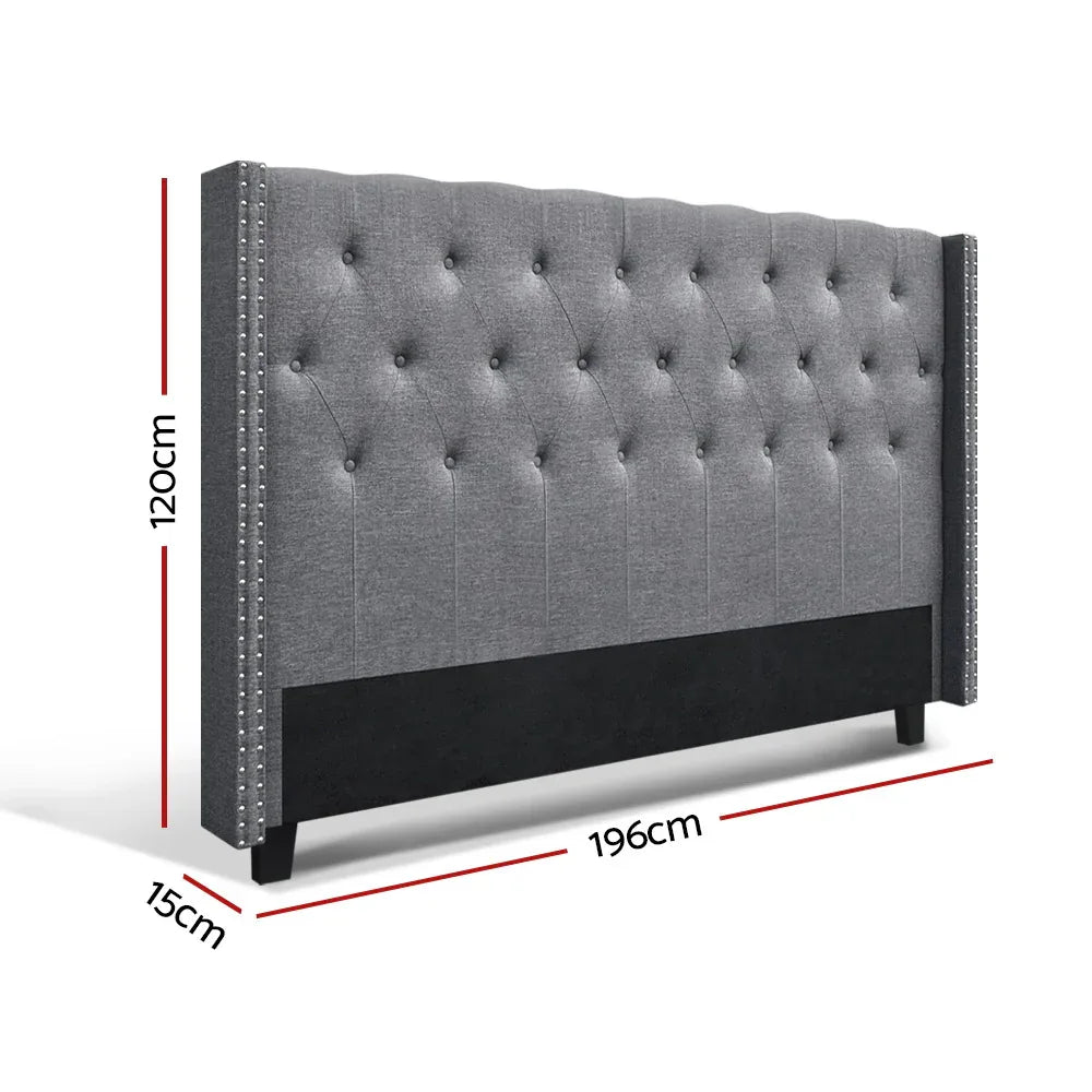 Artiss Bed Head Headboard King Size Fabric - LUCA Grey - Mekamart Australia