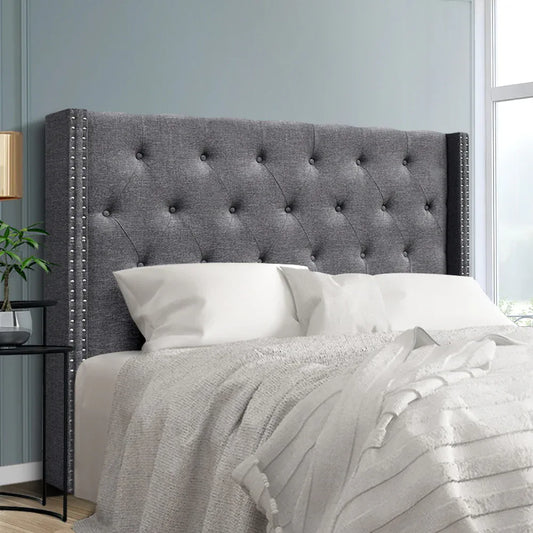 Artiss Bed Head Headboard Queen Size Fabric - LUCA Grey - Mekamart Australia