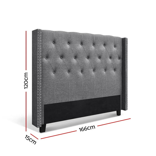 Artiss Bed Head Headboard Queen Size Fabric - LUCA Grey - Mekamart Australia