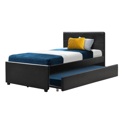 Artiss Bed Frame King Single Size Trundle Daybed Black - Mekamart Australia