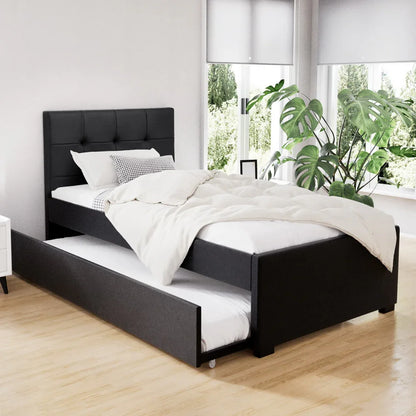 Artiss Bed Frame King Single Size Trundle Daybed Black - Mekamart Australia
