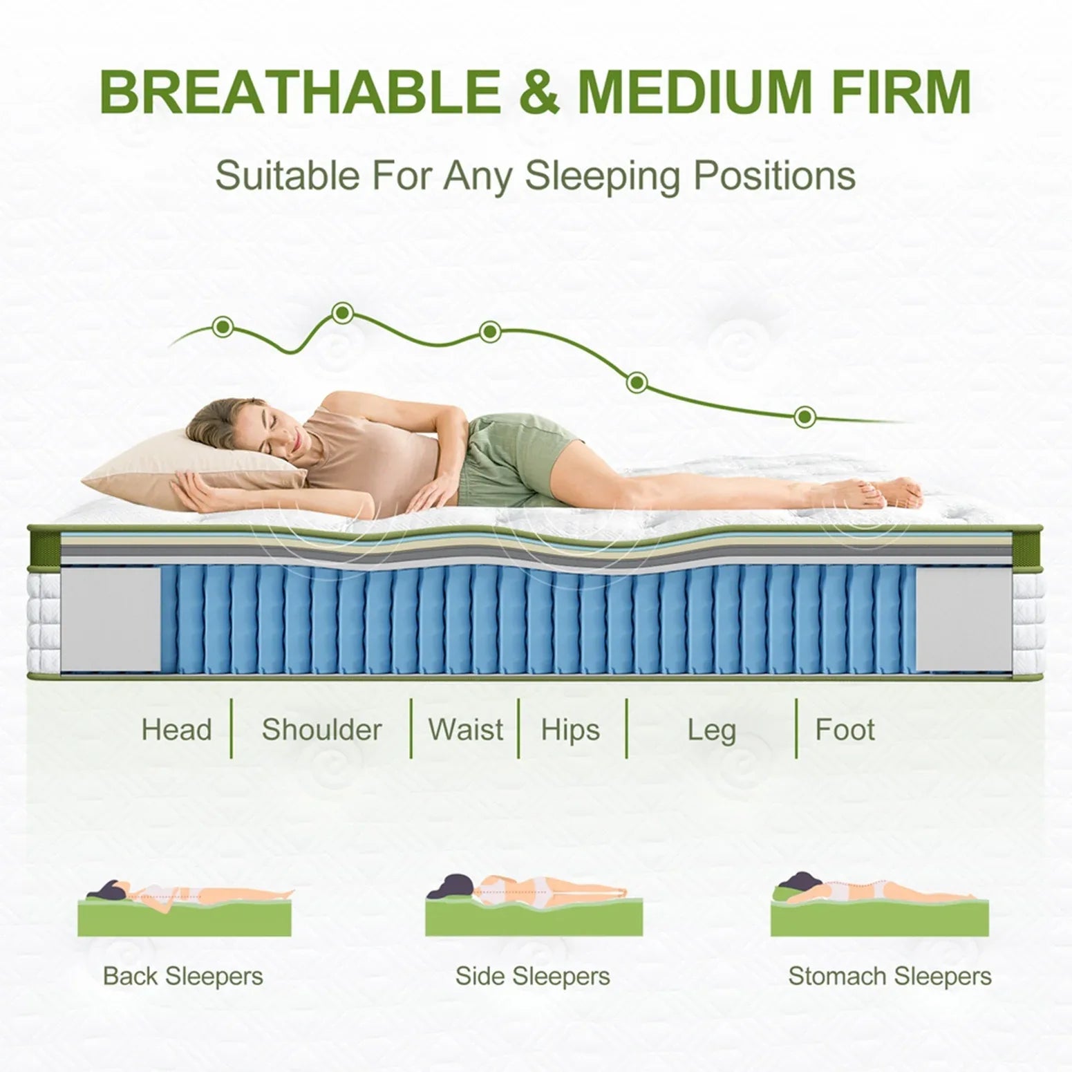 Artiss Double Bed Frame Platform White PVC Leather Hybrid Mattress Modern - Mekamart Australia