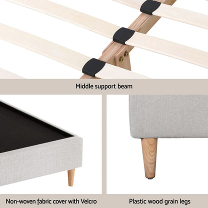 Artiss Queen Bed Frame with Storage Scalloped Velvet Headboard Wooden Platform Base - Mekamart Australia