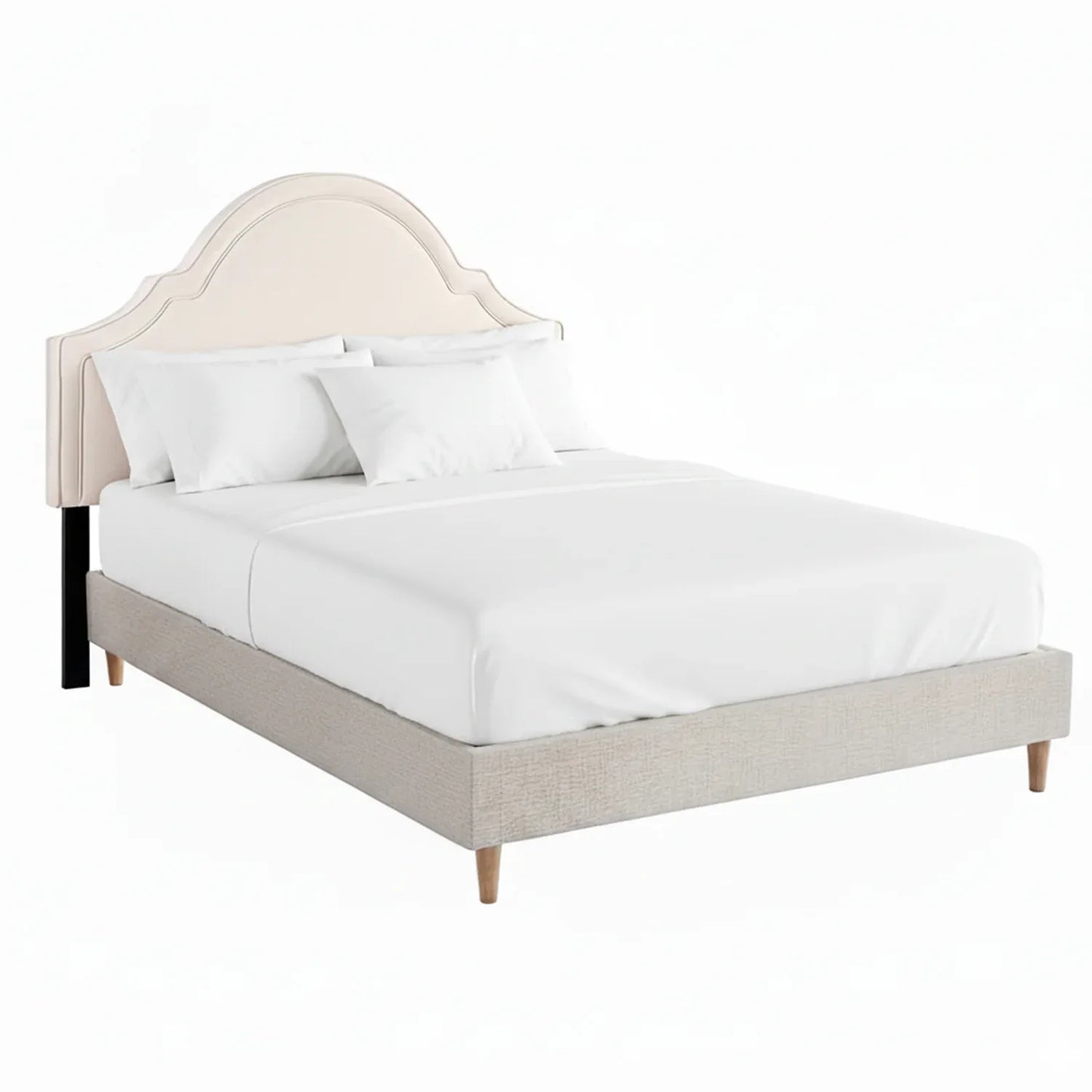 Artiss Queen Bed Frame with Storage Scalloped Velvet Headboard Wooden Platform Base - Mekamart Australia
