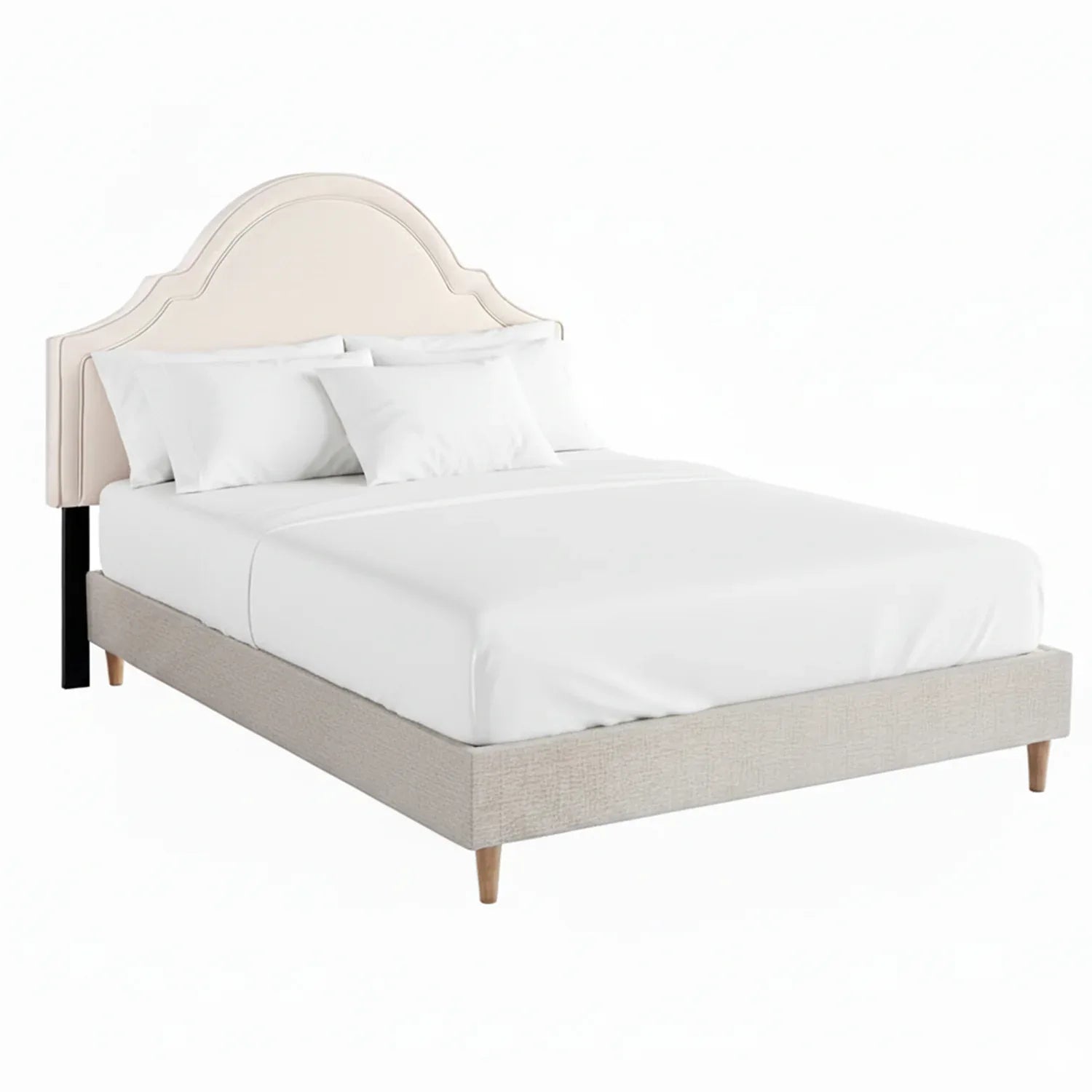 Artiss Queen Bed Frame with Storage Scalloped Velvet Headboard Wooden Platform Base - Mekamart Australia