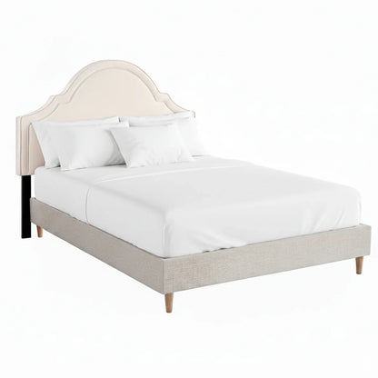 Artiss Queen Bed Frame with Storage Scalloped Velvet Headboard Wooden Platform Base - Mekamart Australia