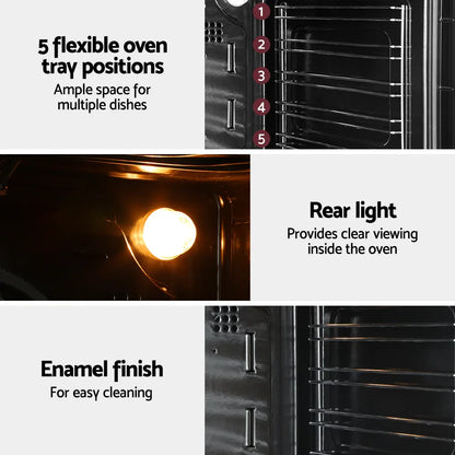 Devanti Electric Built In Wall Oven 80L Convection Grill Ovens Stainless Steel - Mekamart Australia