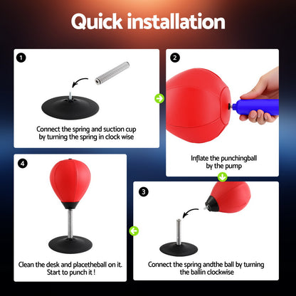Everfit Desktop Punching Boxing Bag Stand Set with Pump Swivel Speed Balls