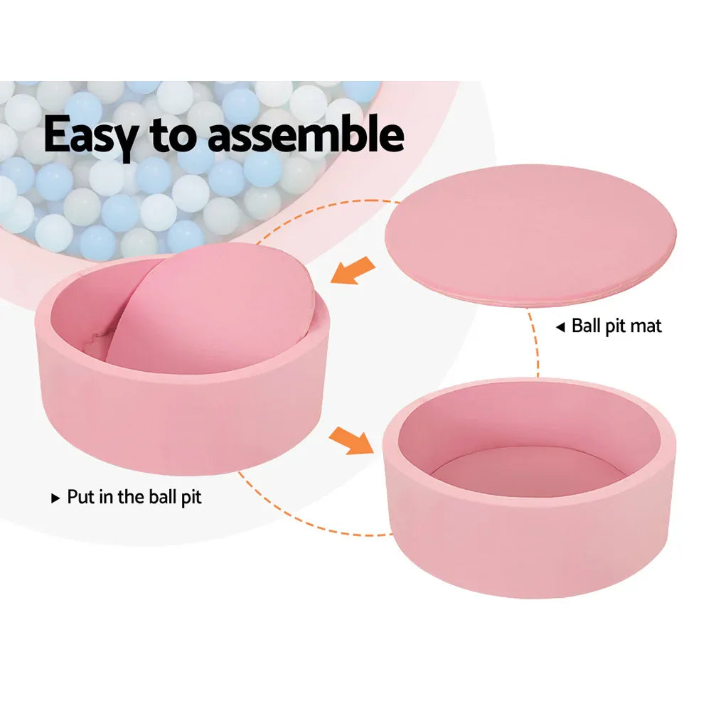 Keezi Kids Ball Pit 90x30cm Ocean Foam Play Pool Barrier Toys Children Pink - Mekamart Australia