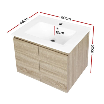 Cefito Vanity Unit 600mm with Basin Oak - Mekamart Australia