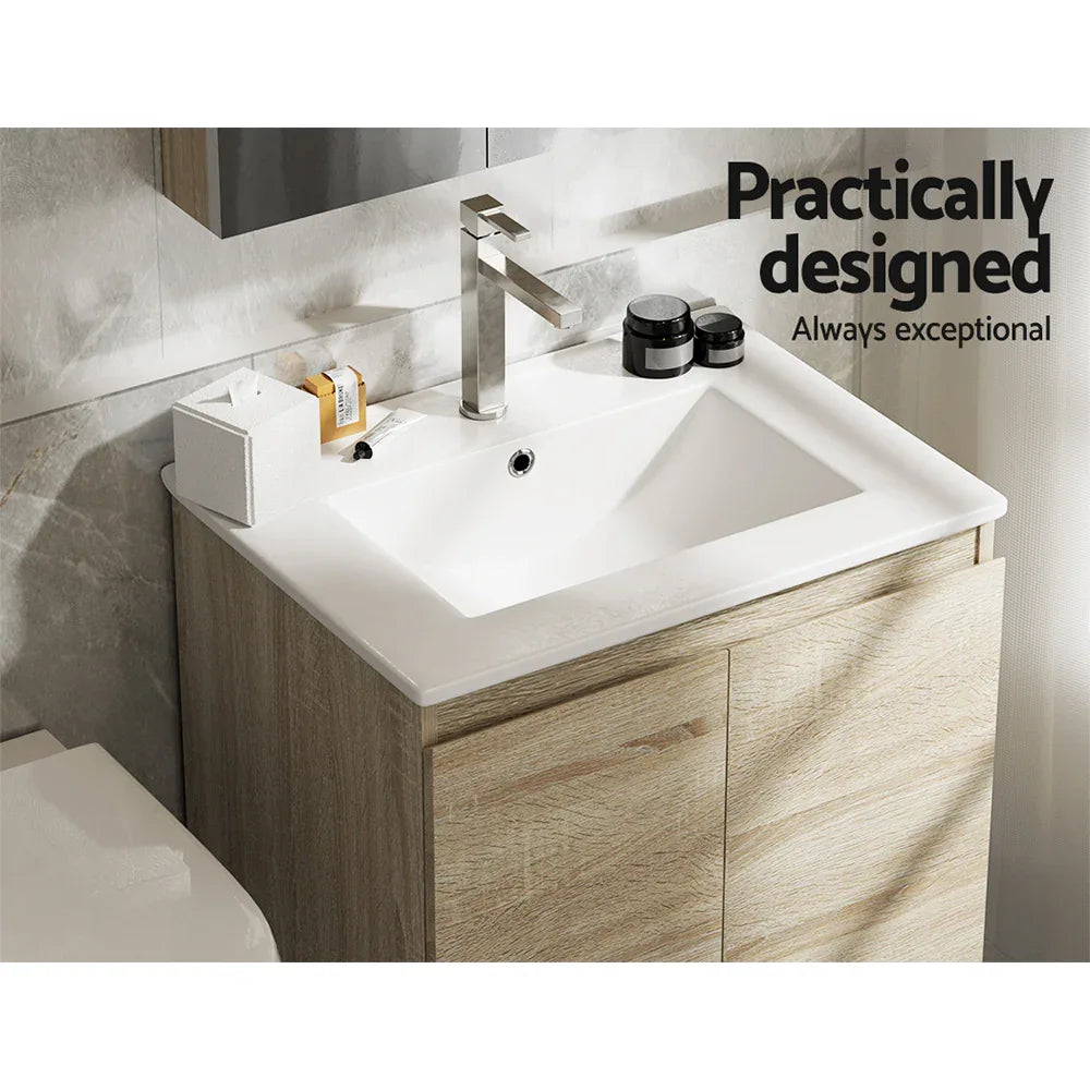 Cefito Vanity Unit 600mm with Basin Oak - Mekamart Australia