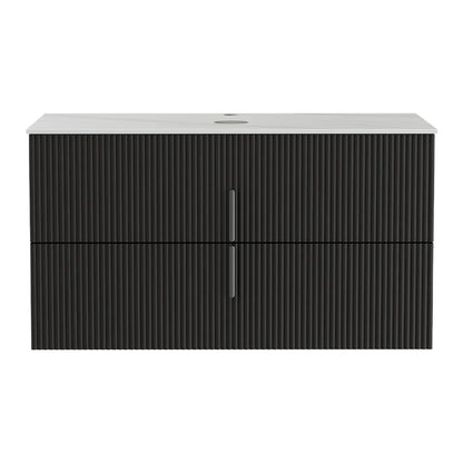 Cefito Vanity Unit 900mm Bathroom Cabinet Storage Wall Hung Black Timber Front - Mekamart Australia