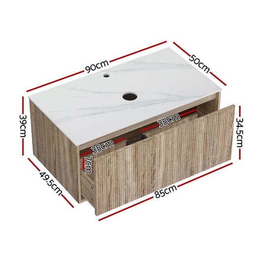 Cefito Vanity Unit 915mm with Basin Oak - Mekamart Australia