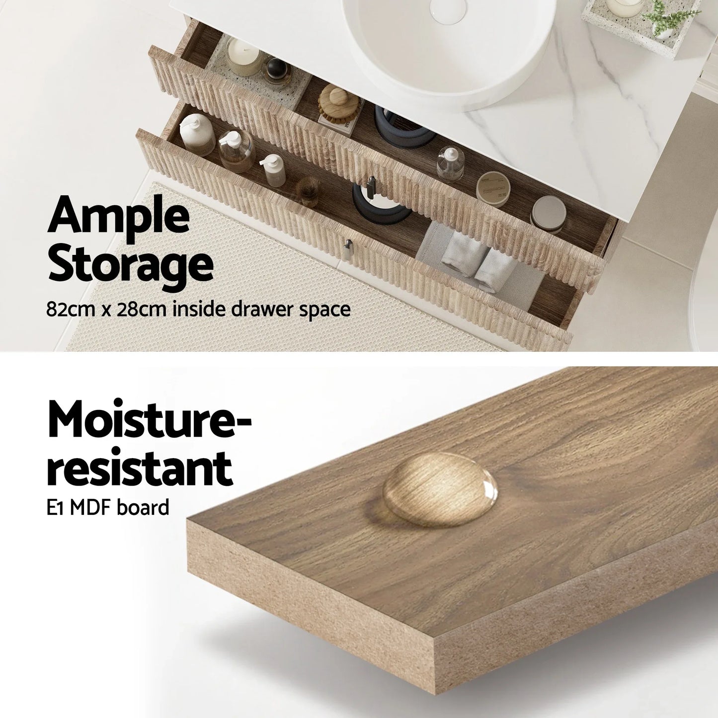 Cefito Vanity Unit 900mm Bathroom Cabinet Storage Wall Hung Timber Front Pine - Mekamart Australia