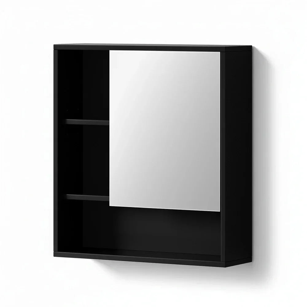 Cefito Bathroom Mirror Cabinet Mirrored Medicine Adjustable Shelf Wall Mounted 560mm Black - Mekamart Australia