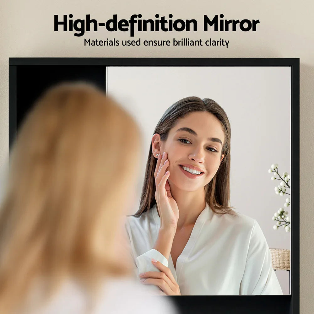Cefito Bathroom Mirror Cabinet Mirrored Medicine Adjustable Shelf Wall Mounted 560mm Black - Mekamart Australia