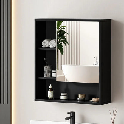 Cefito Bathroom Mirror Cabinet Mirrored Medicine Adjustable Shelf Wall Mounted 560mm Black - Mekamart Australia