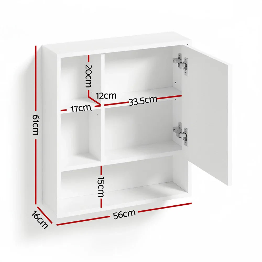 Cefito Bathroom Mirror Cabinet Mirrored Medicine Adjustable Shelf Wall Mounted 560mm White - Mekamart Australia