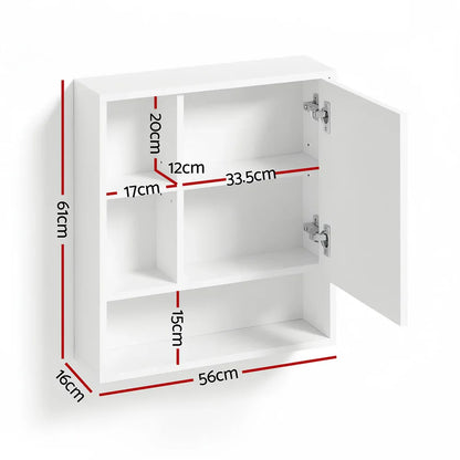 Cefito Bathroom Mirror Cabinet Mirrored Medicine Adjustable Shelf Wall Mounted 560mm White - Mekamart Australia