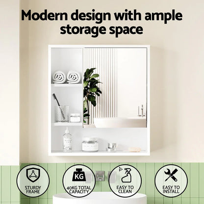 Cefito Bathroom Mirror Cabinet Mirrored Medicine Adjustable Shelf Wall Mounted 560mm White - Mekamart Australia