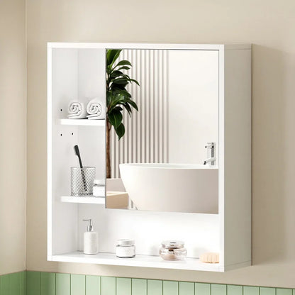 Cefito Bathroom Mirror Cabinet Mirrored Medicine Adjustable Shelf Wall Mounted 560mm White - Mekamart Australia