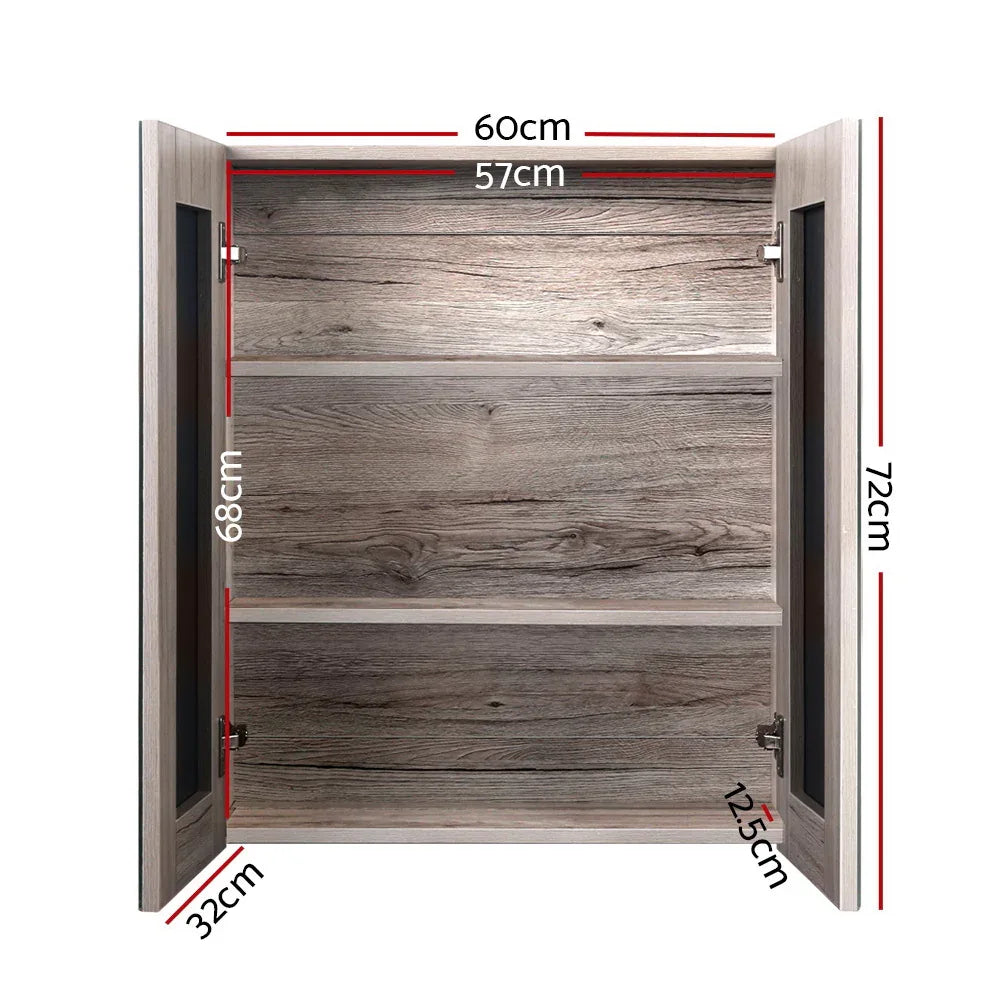 Cefito Bathroom Mirror Cabinet 600x720mm Oak - Mekamart Australia