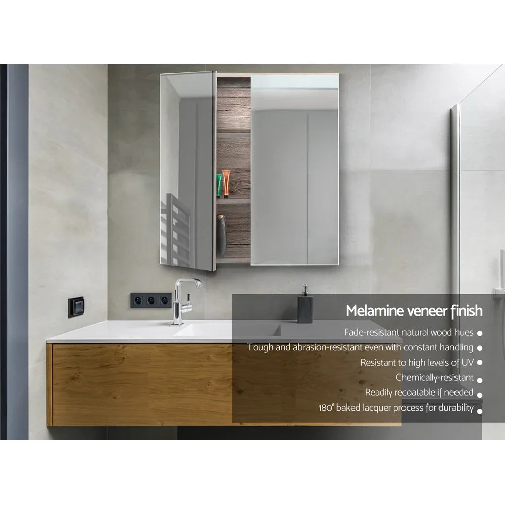 Cefito Bathroom Mirror Cabinet 600x720mm Oak - Mekamart Australia