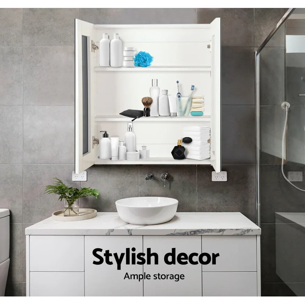 Cefito Bathroom Mirror Cabinet 600x720mm White - Mekamart Australia