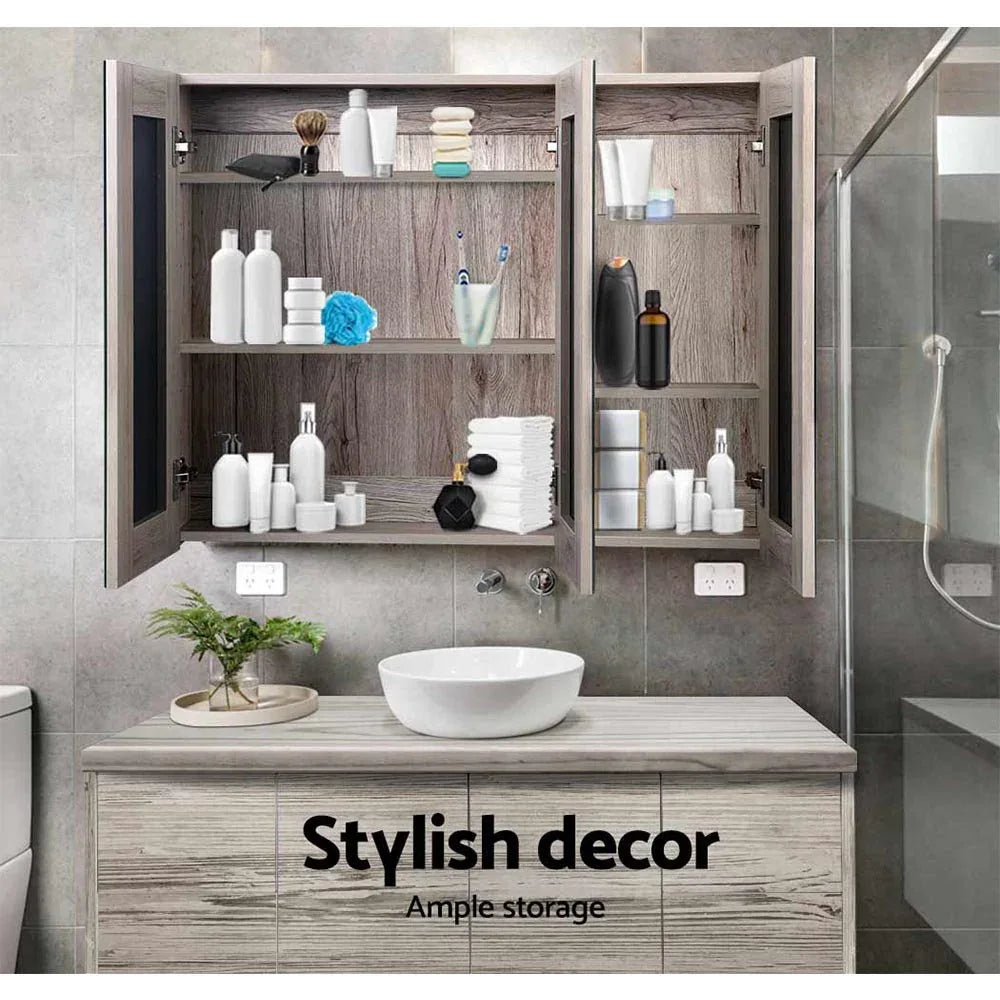 Cefito Bathroom Mirror Cabinet 900x720mm Oak - Mekamart Australia