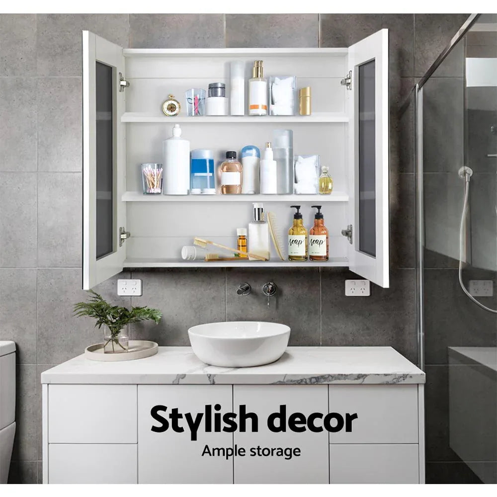 Cefito Bathroom Mirror Cabinet 750x720mm White - Mekamart Australia