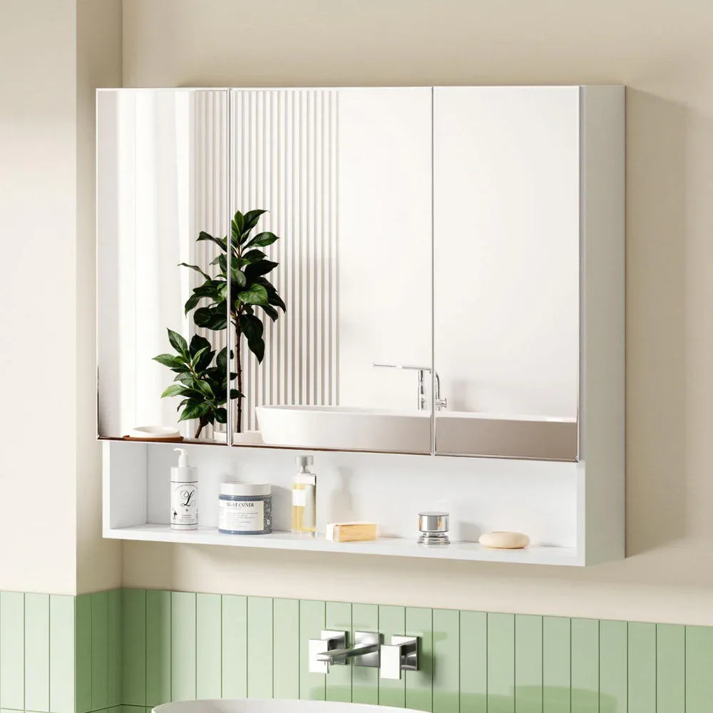 Cefito Bathroom Mirror Cabinet Medicine Adjustable Shelves Wall Hung 900x750mm White - Mekamart Australia