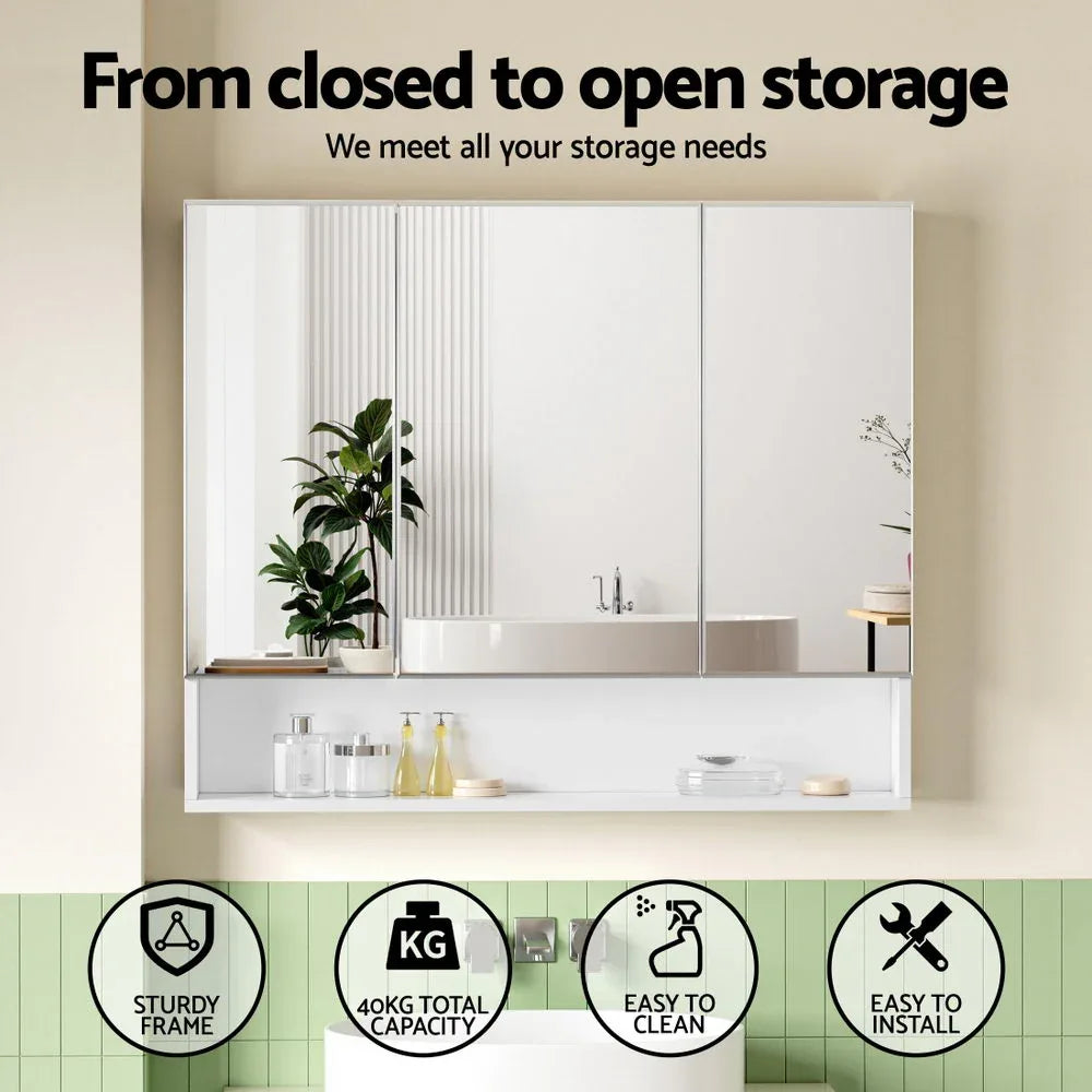 Cefito Bathroom Mirror Cabinet Medicine Adjustable Shelves Wall Hung 900x750mm White - Mekamart Australia