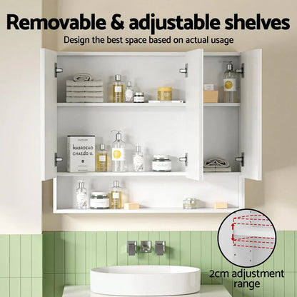 Cefito Bathroom Mirror Cabinet Medicine Adjustable Shelves Wall Hung 900x750mm White - Mekamart Australia