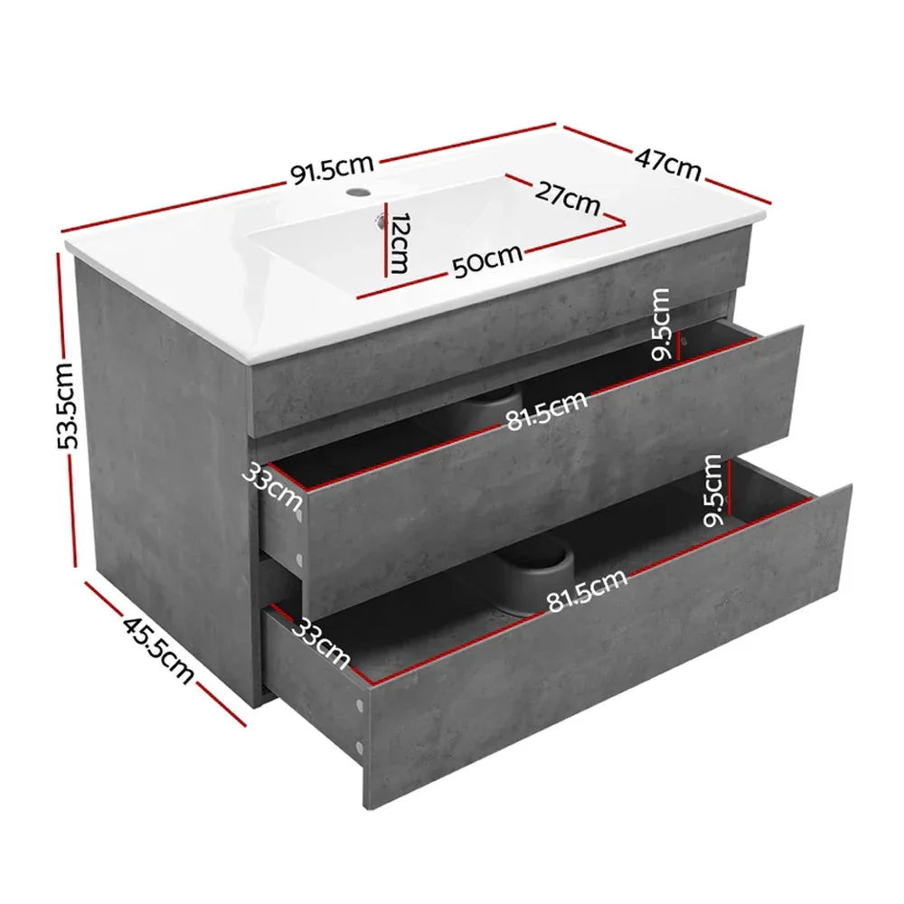 Cefito Vanity Unit 915mm with Basin Grey - Mekamart Australia
