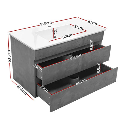 Cefito Vanity Unit 915mm with Basin Grey - Mekamart Australia