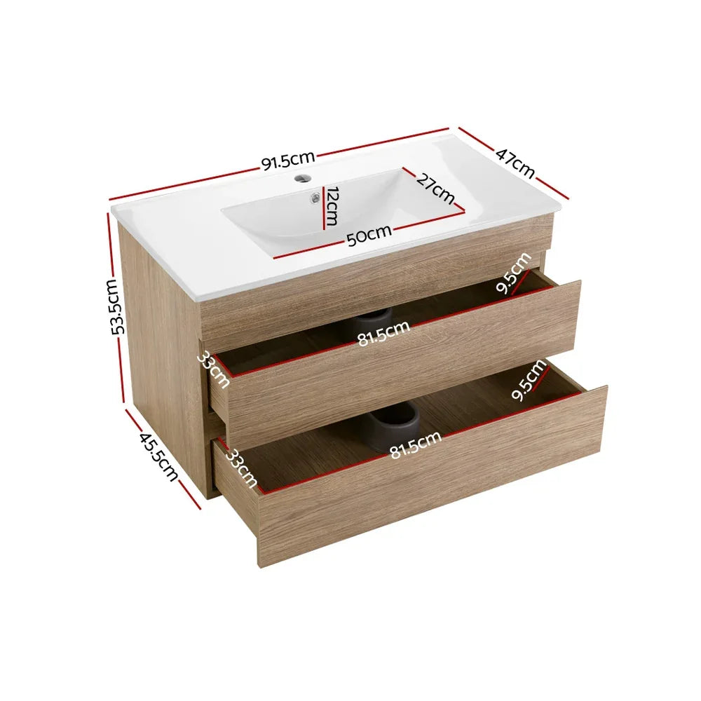 Cefito Vanity Unit 915mm with Basin Oak - Mekamart Australia