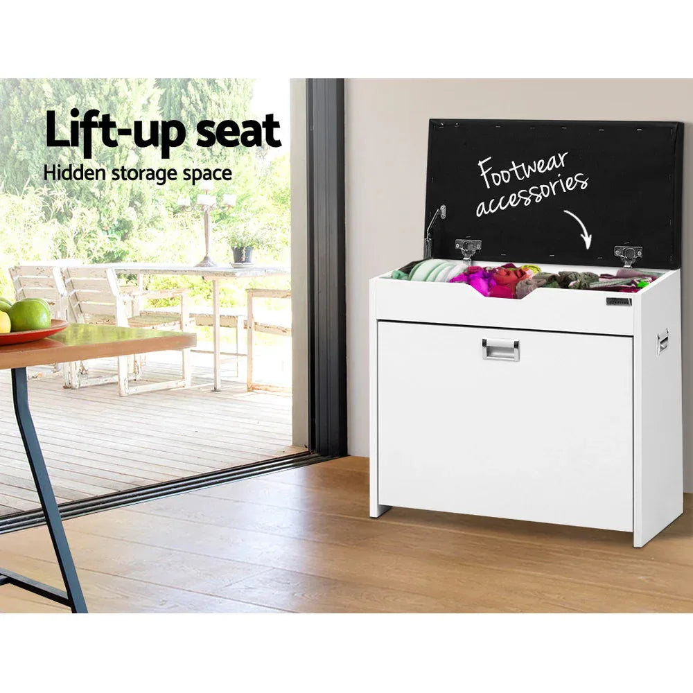 Artiss Shoe Rack Cabinet Bench 3-tier 15 Pairs White - Mekamart Australia