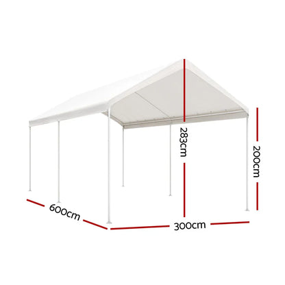 Instahut Carports 3x6m Carport Kits Steel Shelter Gazebo Canopy Garage Portable Garden Shed - Mekamart Australia