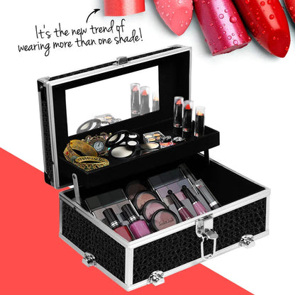 Embellir Portable Cosmetic Beauty Makeup Carry Case with Mirror - Crocodile Black - Mekamart Australia