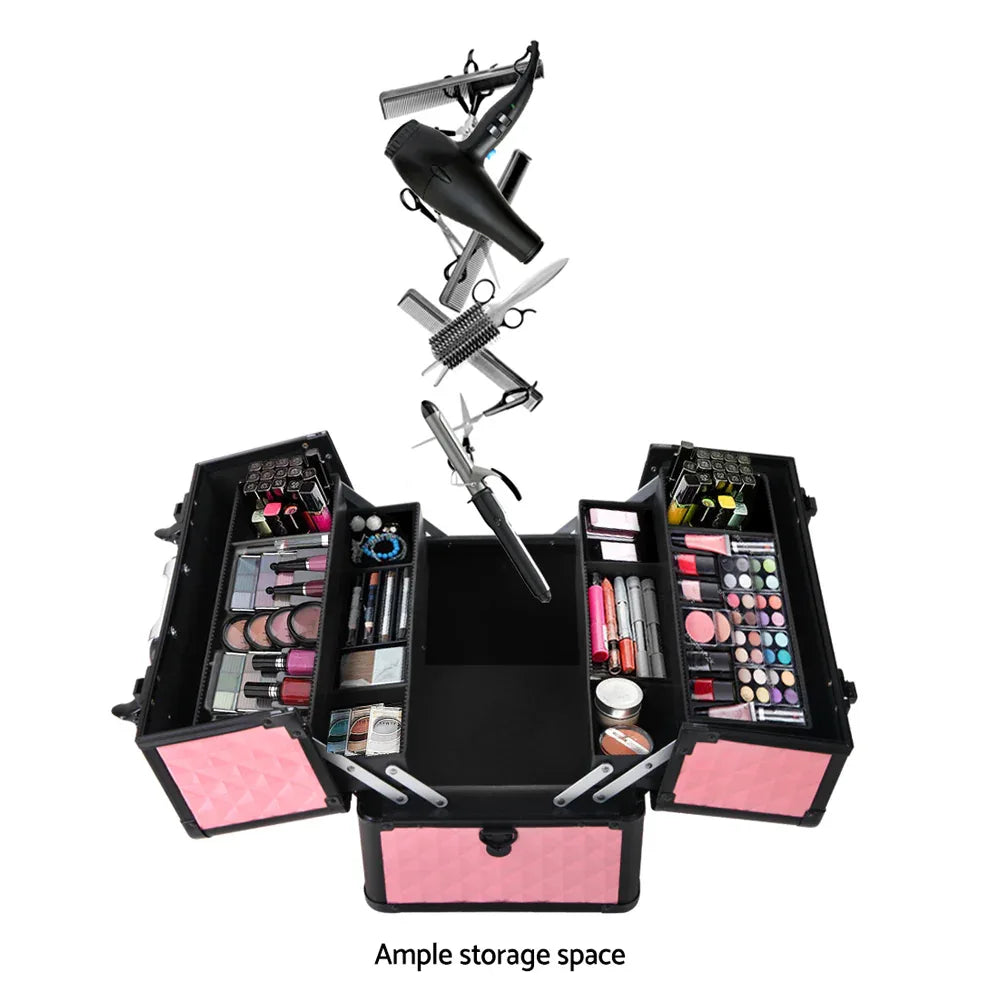 Embellir Portable Cosmetic Beauty Makeup Case - Diamond Pink - Mekamart Australia