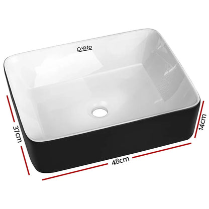 Cefito Bathroom Basin Ceramic Vanity Sink Hand Wash Bowl 48x37cm - Mekamart Australia