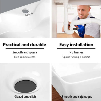 Cefito Bathroom Basin Ceramic Vanity Sink Hand Wash Bowl 48x38cm - Mekamart Australia