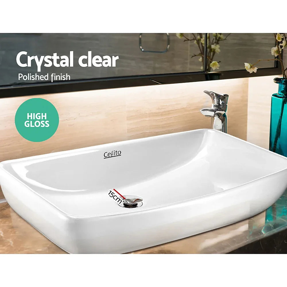 Cefito Bathroom Basin Ceramic Vanity Sink Hand Wash Bowl 60x38cm - Mekamart Australia