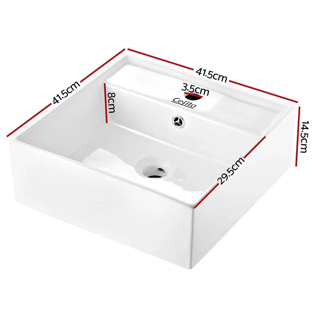 Cefito Bathroom Basin Ceramic Vanity Sink Hand Wash Bowl 41x41cm - Mekamart Australia