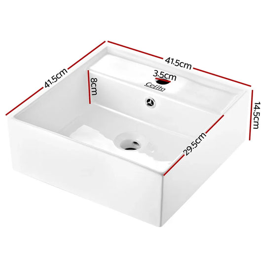 Cefito Bathroom Basin Ceramic Vanity Sink Hand Wash Bowl 41x41cm - Mekamart Australia