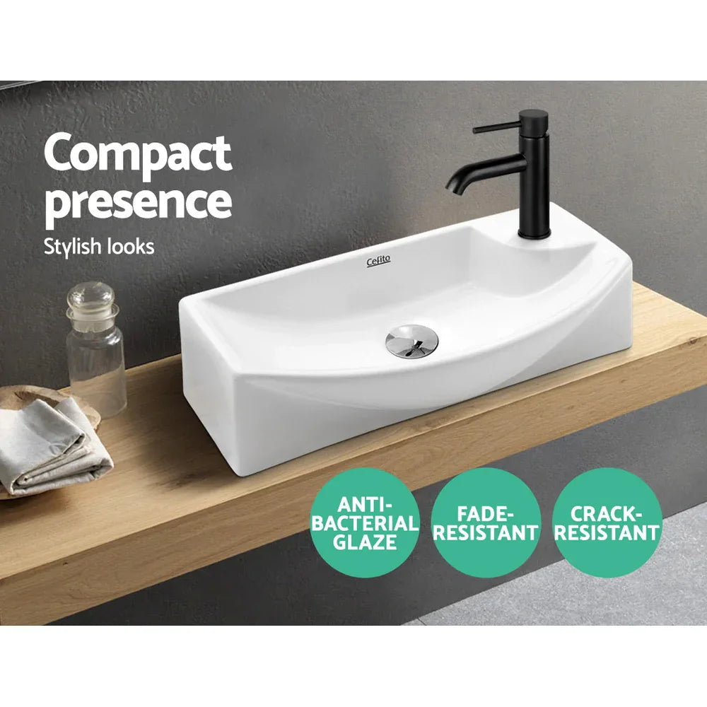 Cefito Bathroom Basin Ceramic Vanity Sink Hand Wash Bowl 45x23cm - Mekamart Australia