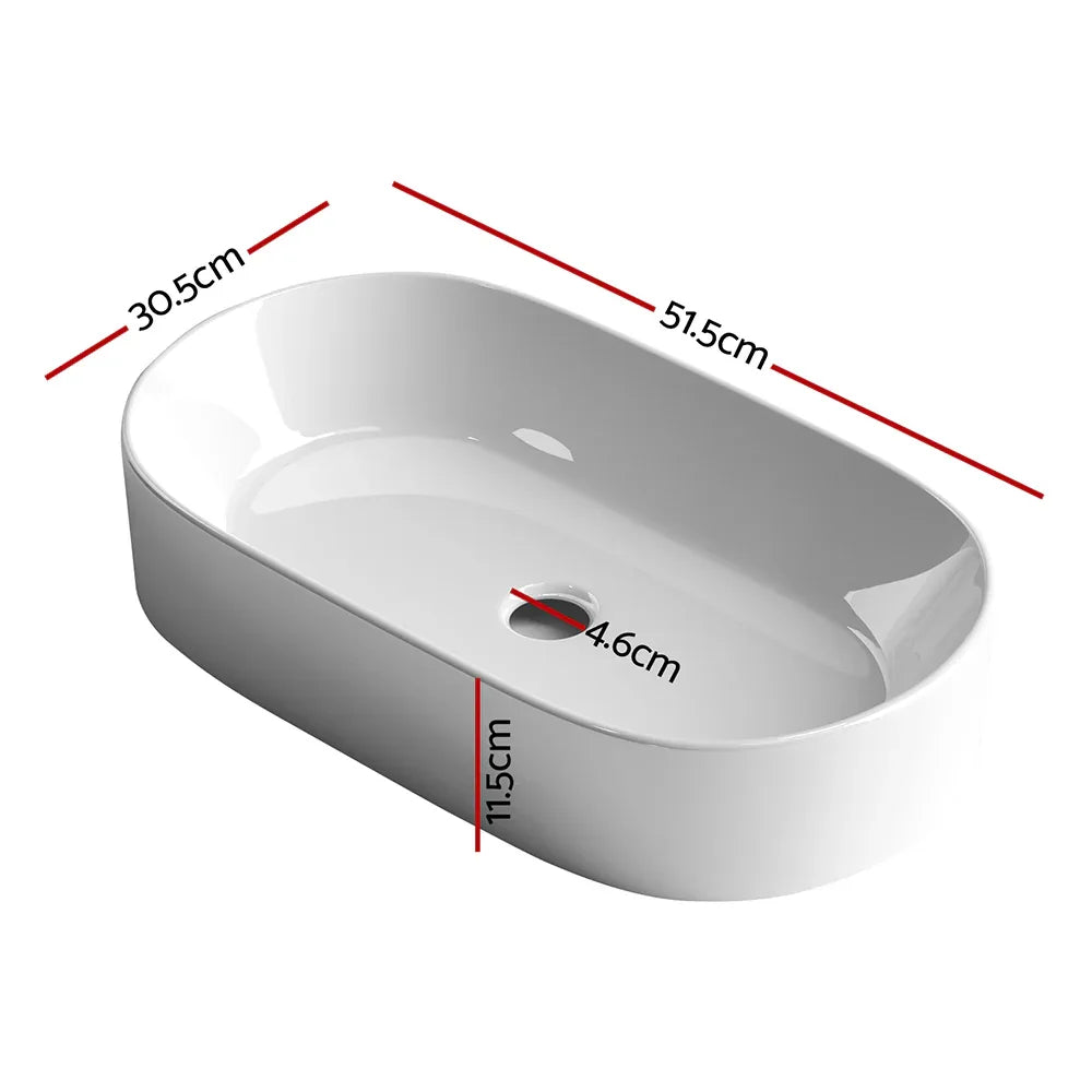 Cefito Bathroom Basin Ceramic Vanity Sink Hand Wash Bowl 52x31cm - Mekamart Australia