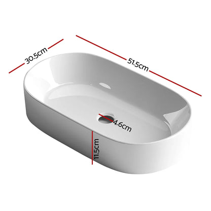 Cefito Bathroom Basin Ceramic Vanity Sink Hand Wash Bowl 52x31cm - Mekamart Australia