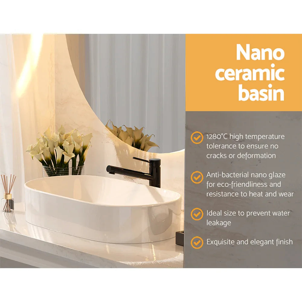 Cefito Bathroom Basin Ceramic Vanity Sink Hand Wash Bowl 52x31cm - Mekamart Australia