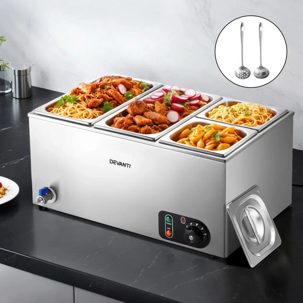 Devanti Commercial Food Warmer Bain Marie 4 Electric Buffet Pans - Mekamart Australia